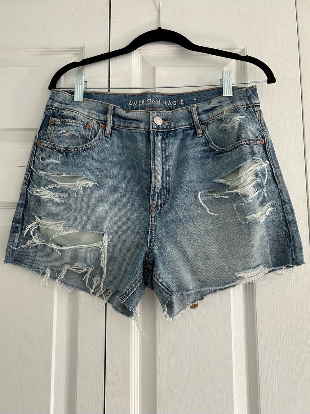 American Eagle Outfitters Distressed Light Blue Denim Cutoff Shorts